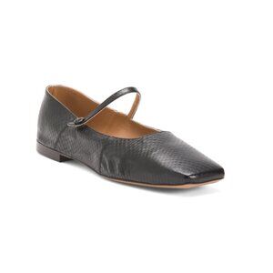 MANSUR GAVRIEL Black Made In Portugal Leather Square Toe Mary Jane Flats